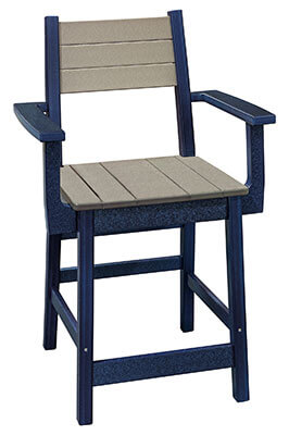 EC Woods Acadia Outdoor Poly Counter Height Chair Shown in Light Gray and Patriot Blue