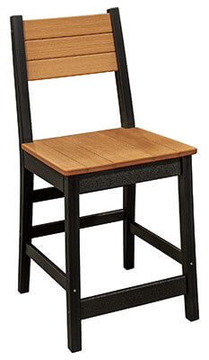 EC Woods Acadia Outdoor Poly Counter Height Chair Shown in Natural Teak and Black