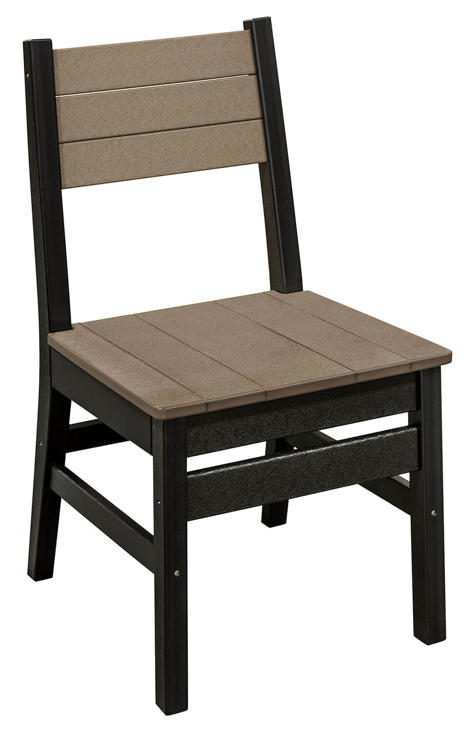 EC Woods Acadia Outdoor Poly Dining Height Chair Shown in Weathered Wood and Black