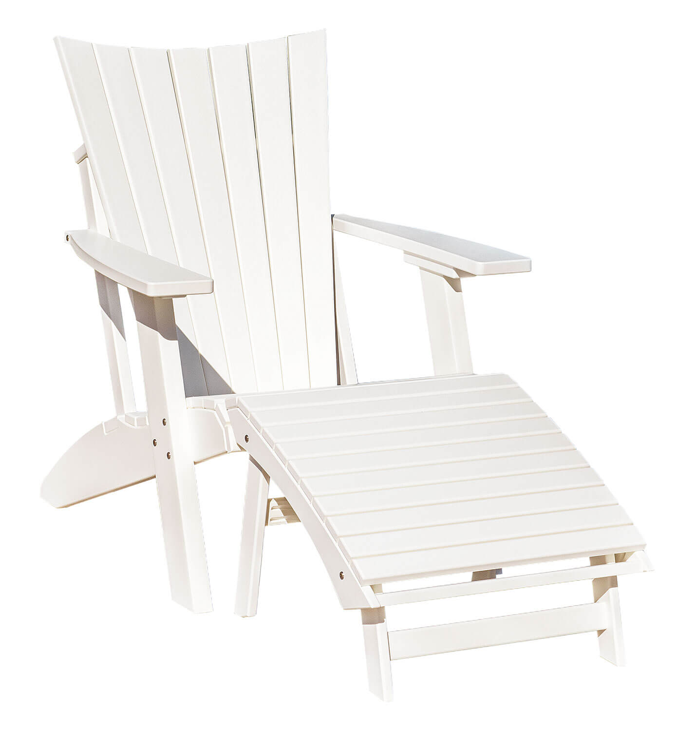 EC Woods Adirondack Outdoor Poly Adjustable Height Ottoman Up Shown in Bright White