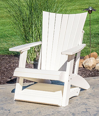 EC Woods Adirondack Outdoor Poly Ottoman Stored shown in Bright White