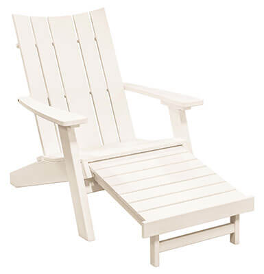 EC Woods Liberty Adirondack Chair Footrest Up Shown in Bright White