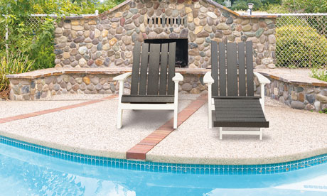 EC Woods Liberty Adirondack Outdoor Poly Chairs shown in Dark Gray and Bright White