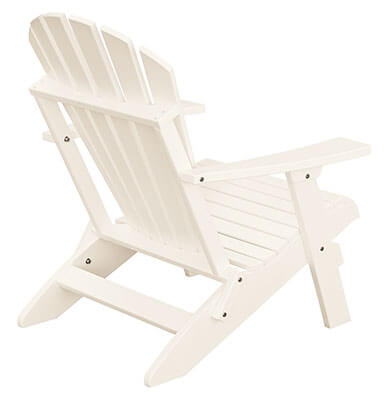 EC Woods Saranac Traditional Folding Adirondack Outdoor Poly Chair Back Shown in Bright White