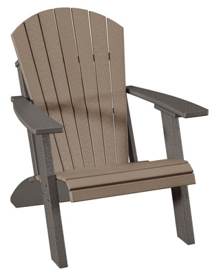 EC Woods Wilmington Adirondack Chair Back Shown in Weathered Wood and Dark Gray