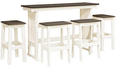 EC Woods Belmar Outdoor Poly Bar Height Furniture Set shown in Coastal Gray and Bright White