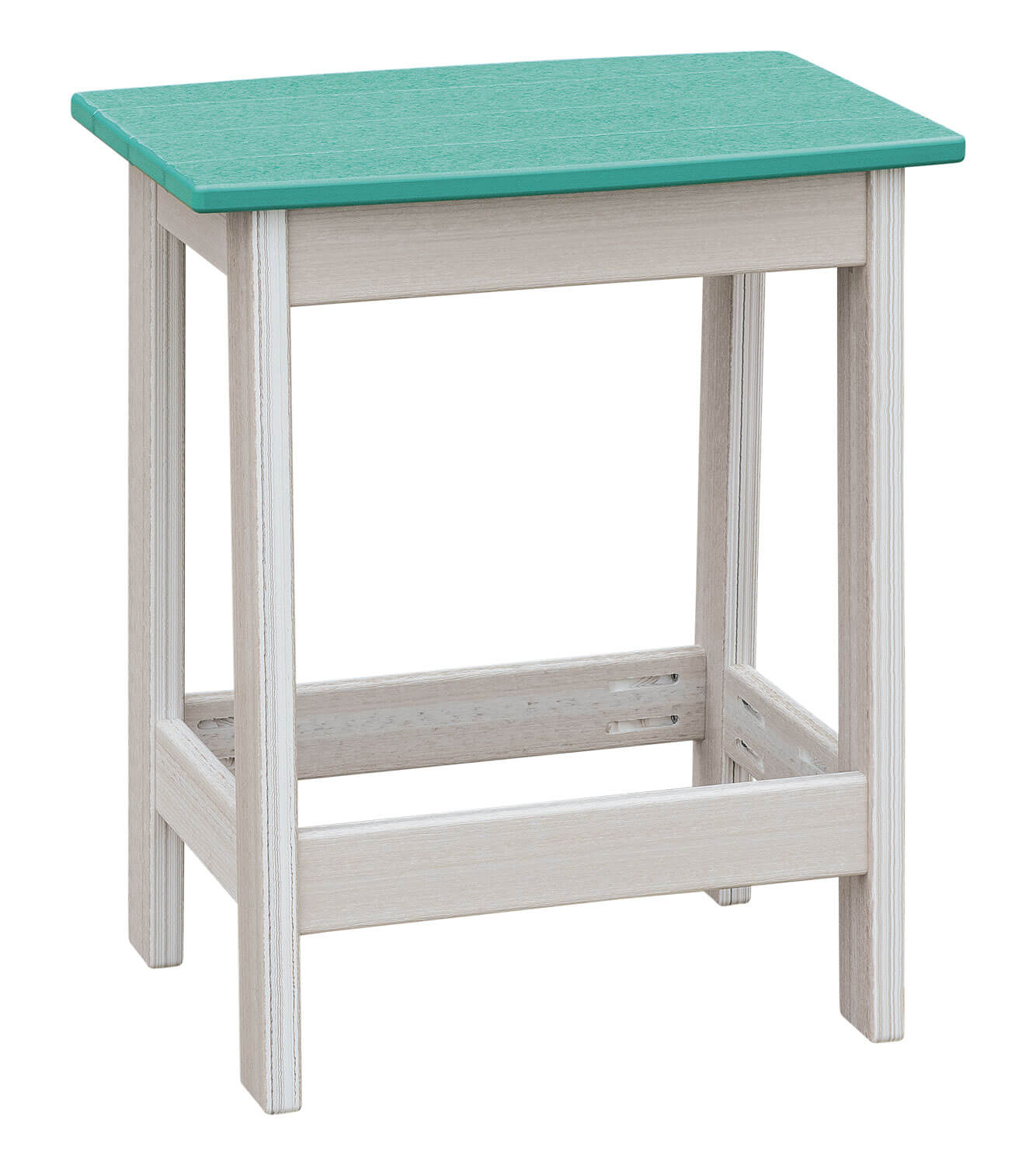 EC Woods Belmar Outdoor Poly Counter Height Barstool Shown in Aruba Blue and Seashell