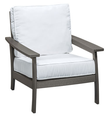 EC Woods Calistoga Outdoor Poly Arm Chair Shown in Dark Gray with Canvas Natural Cushions
