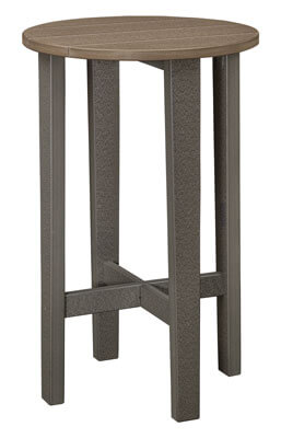 EC Woods Madison Outdoor Poly Bar Height End Table Shown in Weathered Wood and Dark Gray