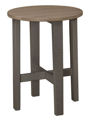 EC Woods Madison Outdoor Poly Counter Height End Table Shown in Weathered Wood and Dark Gray