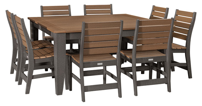 EC Woods Freeport Outdoor Poly Dining Height Furniture Set Shown in Antique Mahogany and Dark Gray