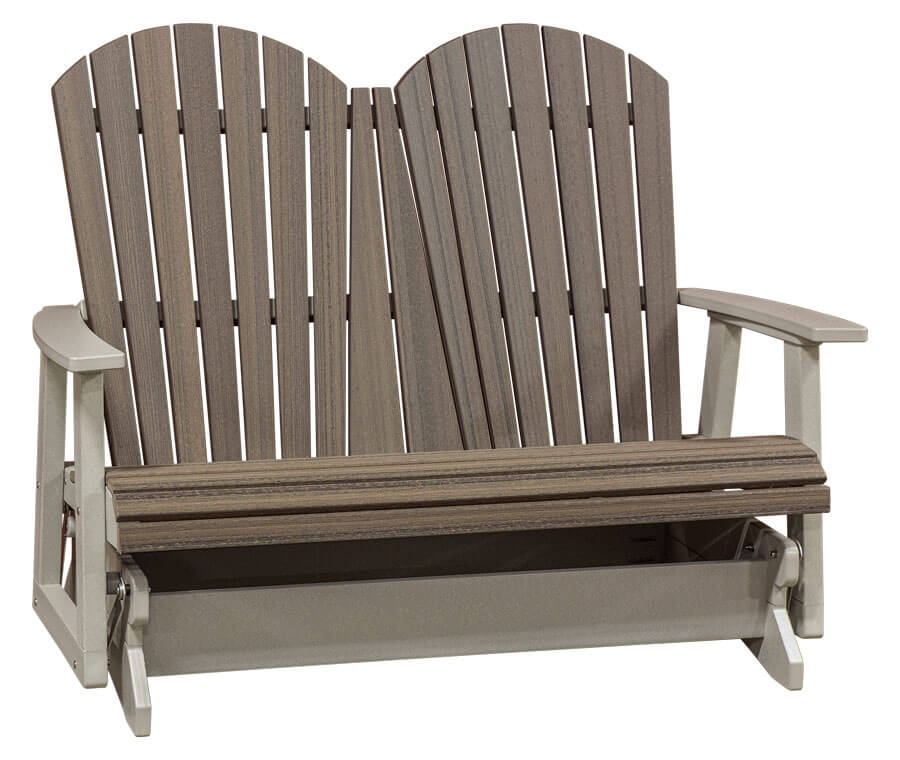 EC Woods EZ Glide Outdoor Poly Double Glider Shown in Coastal Gray and Light Gray