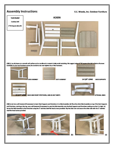 EC Woods Acadia Chair Assembly