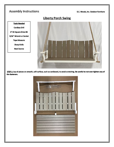 EC Woods Liberty Porch Swing Assembly