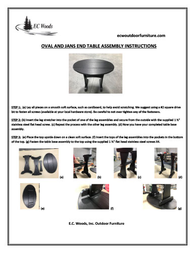 EC Woods Oval and Jans End Table Assembly