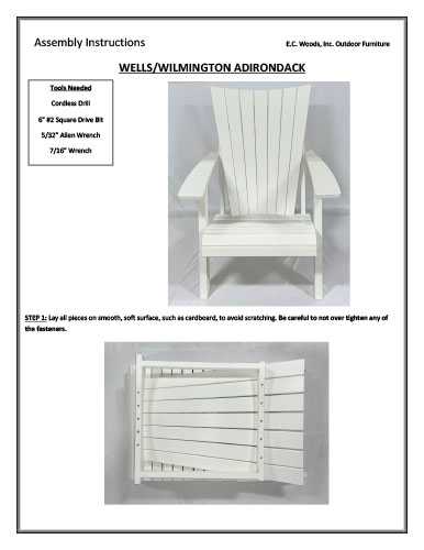 EC Woods Wells and Wilmington Adirondack Chair Assembly