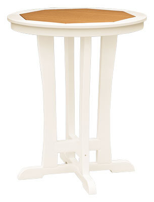 EC Woods Port Royal Outdoor Poly Counter Height Table Shown in Natural Teak and Bright White