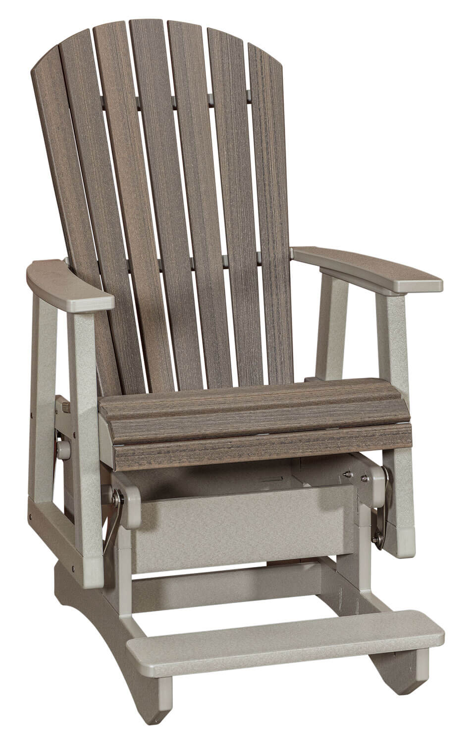 EC Woods EZ Glide Outdoor Poly Single Balcony Glider Shown in Coastal Gray and Light Gray