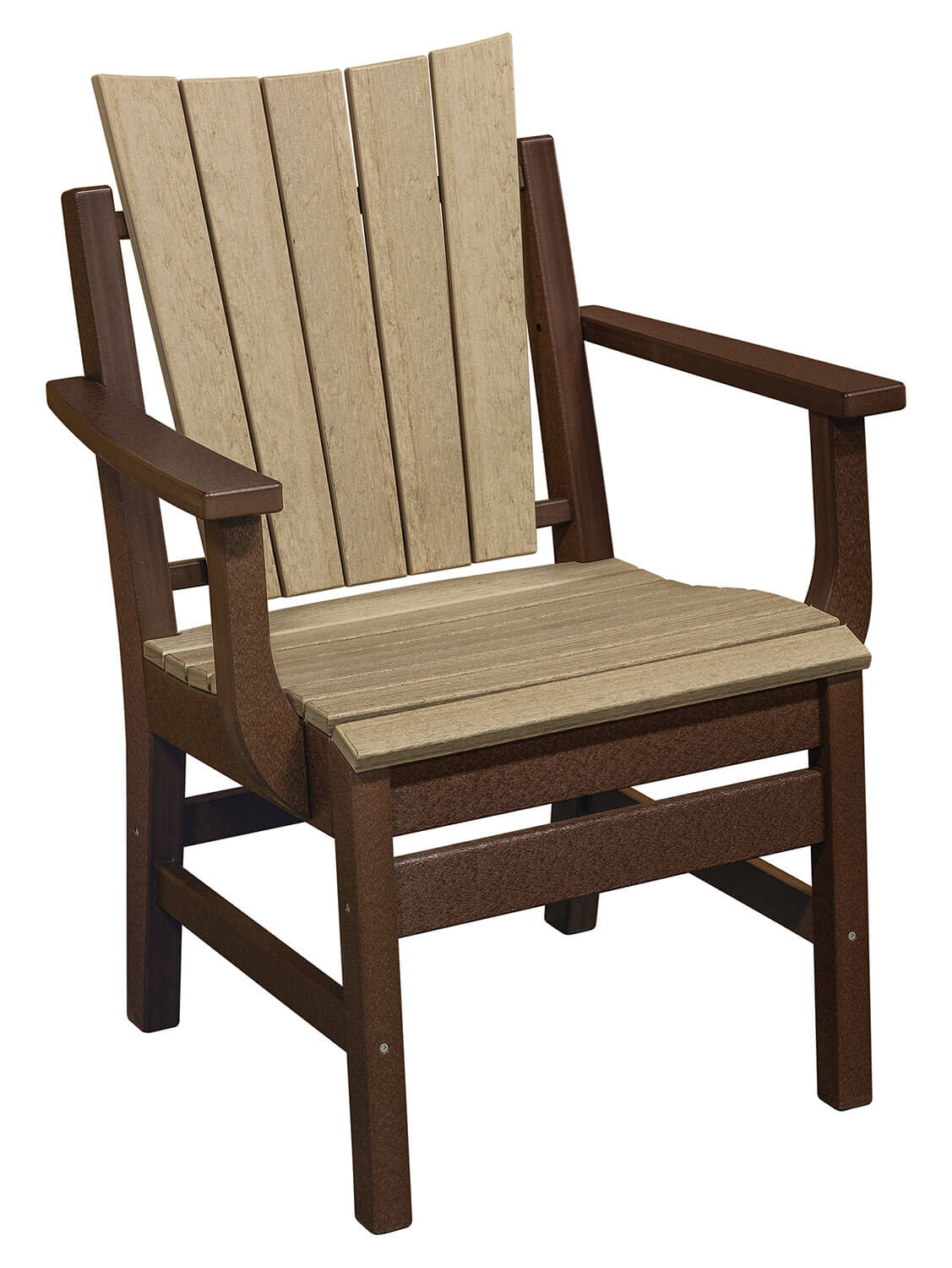 EC Woods Shawnee Contemporary Outdoor Poly Dining Height Chair Shown in Birch Wood and Tudor Brown