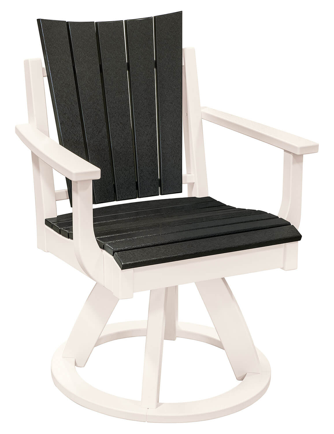 EC Woods Shawnee Contemporary Outdoor Poly Dining Height Swivel Chair Shown in Black and Bright White