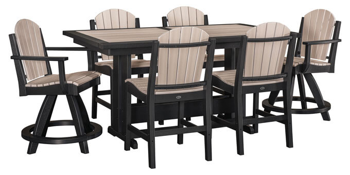 EC Woods Shawnee Outdoor Poly Counter Height Furniture Set Shown in Seashell and Black