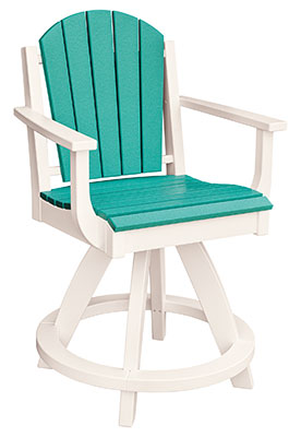 EC Woods Shawnee Outdoor Poly Counter Height Swivel Chair Shown in Aruba Blue and Bright White