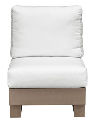 EC Woods Sonoma Outdoor Poly No Arm Chair Shown in Weathered Wood with Canvas Natural Cushions 2