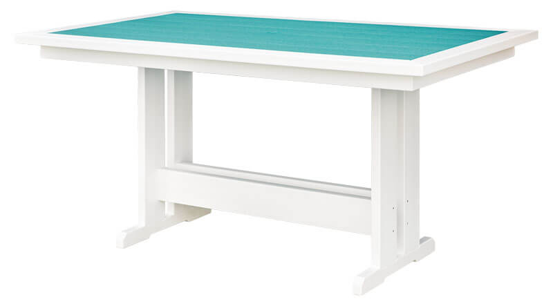 EC Woods St. Croix Outdoor Poly Counter Height Table Shown in Aruba Blue and White
