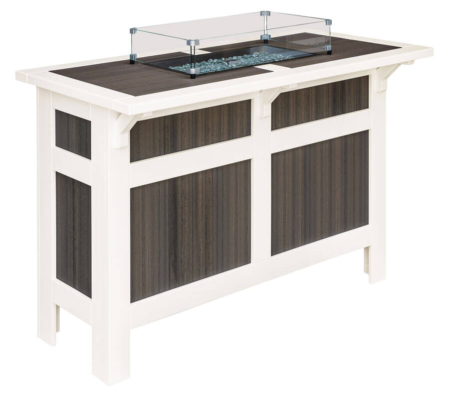 EC Woods Tacoma Outdoor All Poly Bar with Optional Fire Feature Shown in Coastal Gray and White