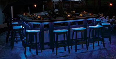 EC Woods Tacoma Outdoor Poly Bar Accent Lights Shown in Blue