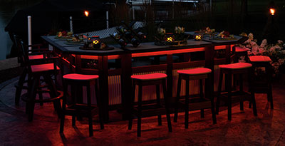 EC Woods Tacoma Outdoor Poly Bar Accent Lights Shown in Red