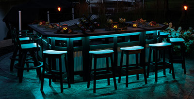 EC Woods Tacoma Outdoor Poly Bar Accent Lights shown in Teal