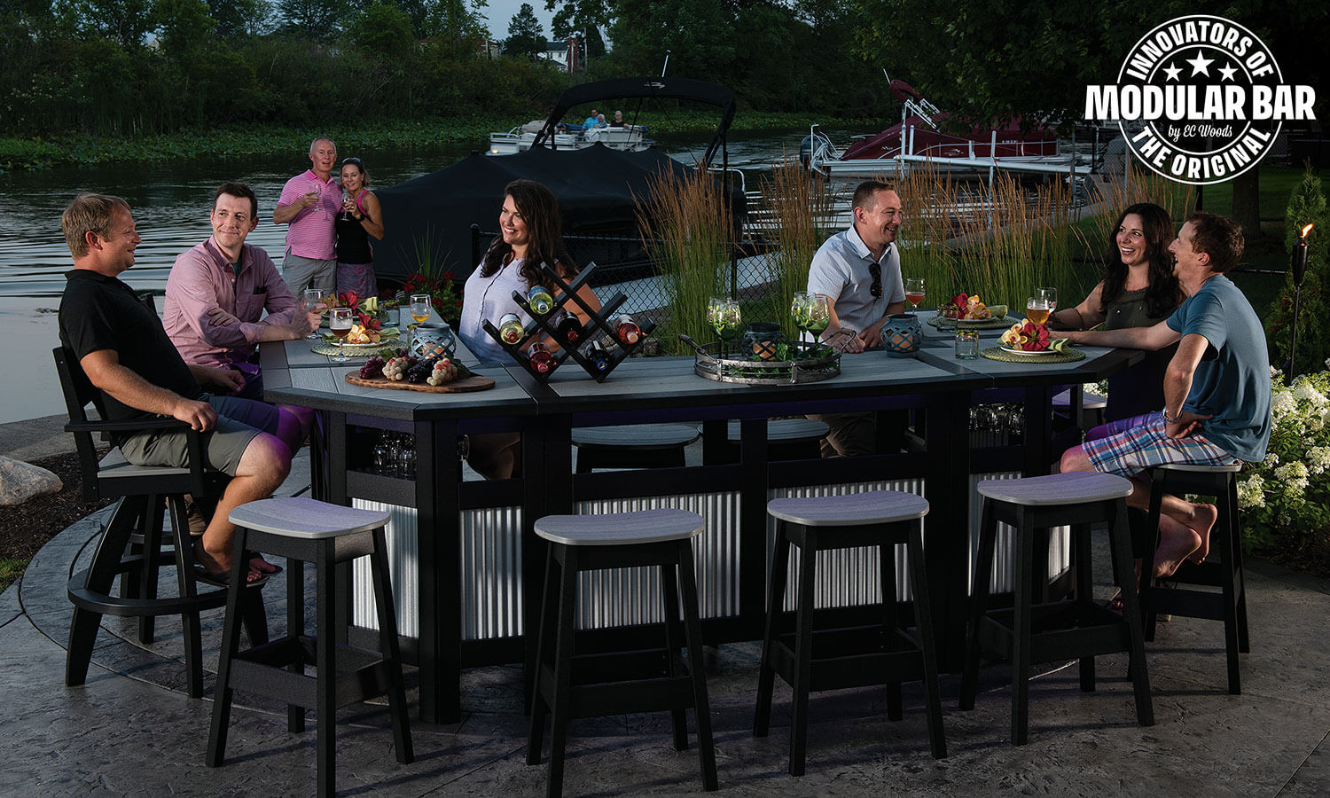 EC Woods Tacoma Outdoor Poly Bar with Group at Lakeside