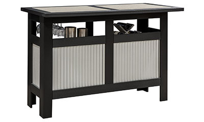 EC Woods Tacoma Outdoor Poly Bar Front Shown in Drift Wood Gray and Black with Metal Fronts