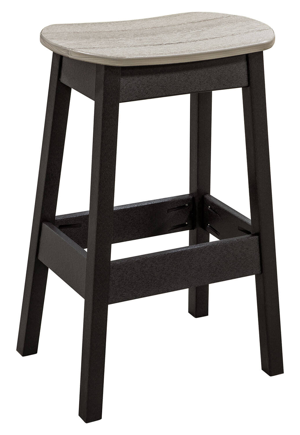 EC Woods Tacoma Outdoor Poly Barstool Shown in Drift Wood Gray and Black