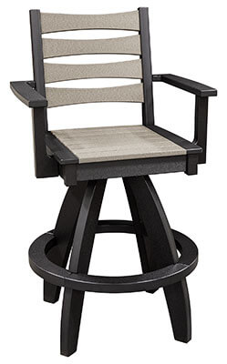 EC Woods Tacoma Outdoor Poly Bar Height Swivel Chair Shown in Light Gray and Black