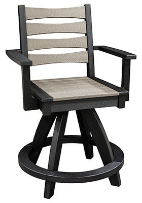 EC Woods Tacoma Outdoor Poly Counter Height Swivel Chair Shown in Light Gray and Black