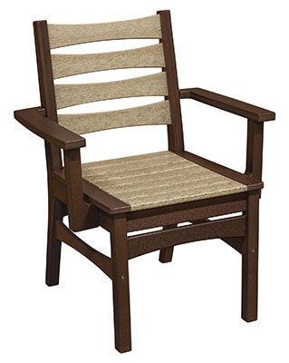EC Woods Tacoma Outdoor Poly Dining Height Chair Shown in Birch Wood and Tudor Brown