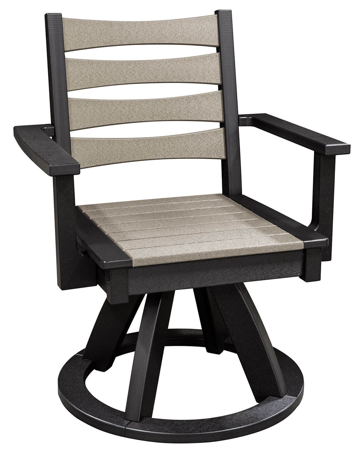 EC Woods Tacoma Outdoor Poly Dining Height Swivel Chair Shown in Light Gray and Black
