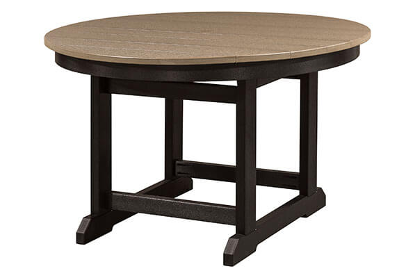 EC Woods Westbrook Outdoor Poly Counter Height 48 Inch Table Shown in Weathered Wood and Black