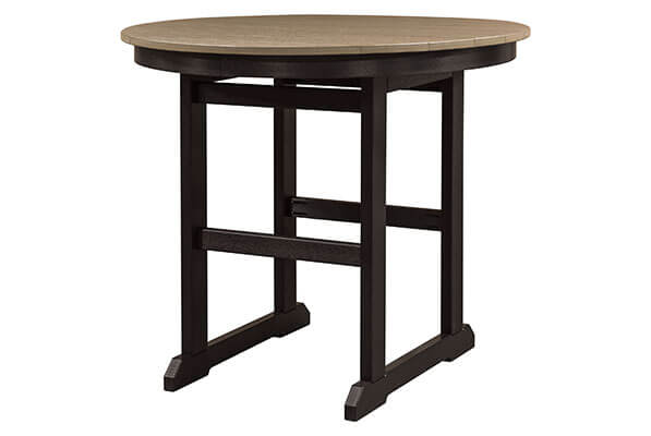 EC Woods Westbrook Outdoor Poly Bar Height 48 Inch Table Shown in Weathered Wood and Black