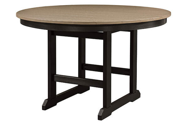 EC Woods Westbrook Outdoor Poly Counter Height 58 Inch Table Shown in Weathered Wood and Black