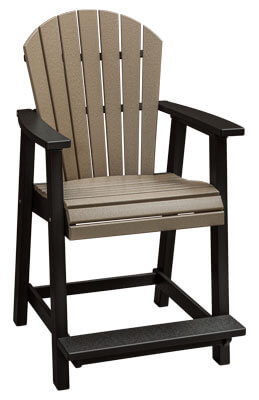 EC Woods Westbrook Outdoor Poly Counter Height Chair Shown in Weathered Wood and Black