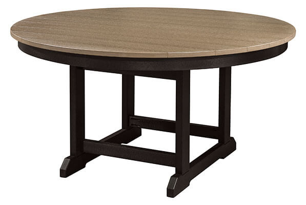 EC Woods Westbrook Outdoor Poly Dining Height 58 Inch Table Shown in Weathered Wood and Black