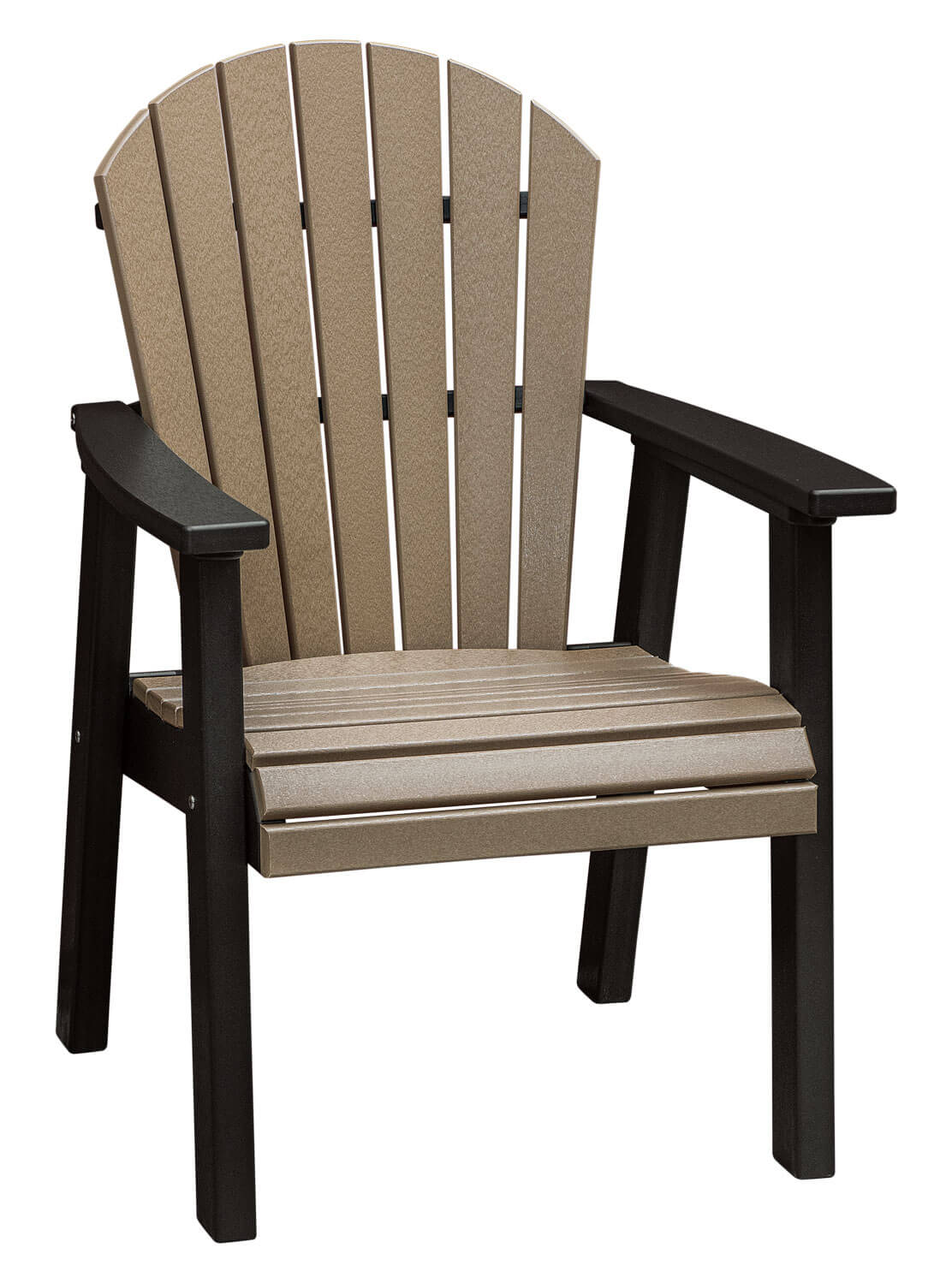 EC Woods Westbrook Outdoor Poly Dining Height Chair Shown in Weathered Wood and Black
